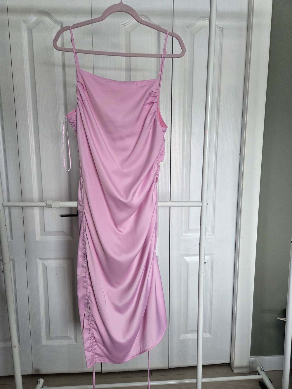 Madison Pink Satin Cowl Midi Dress